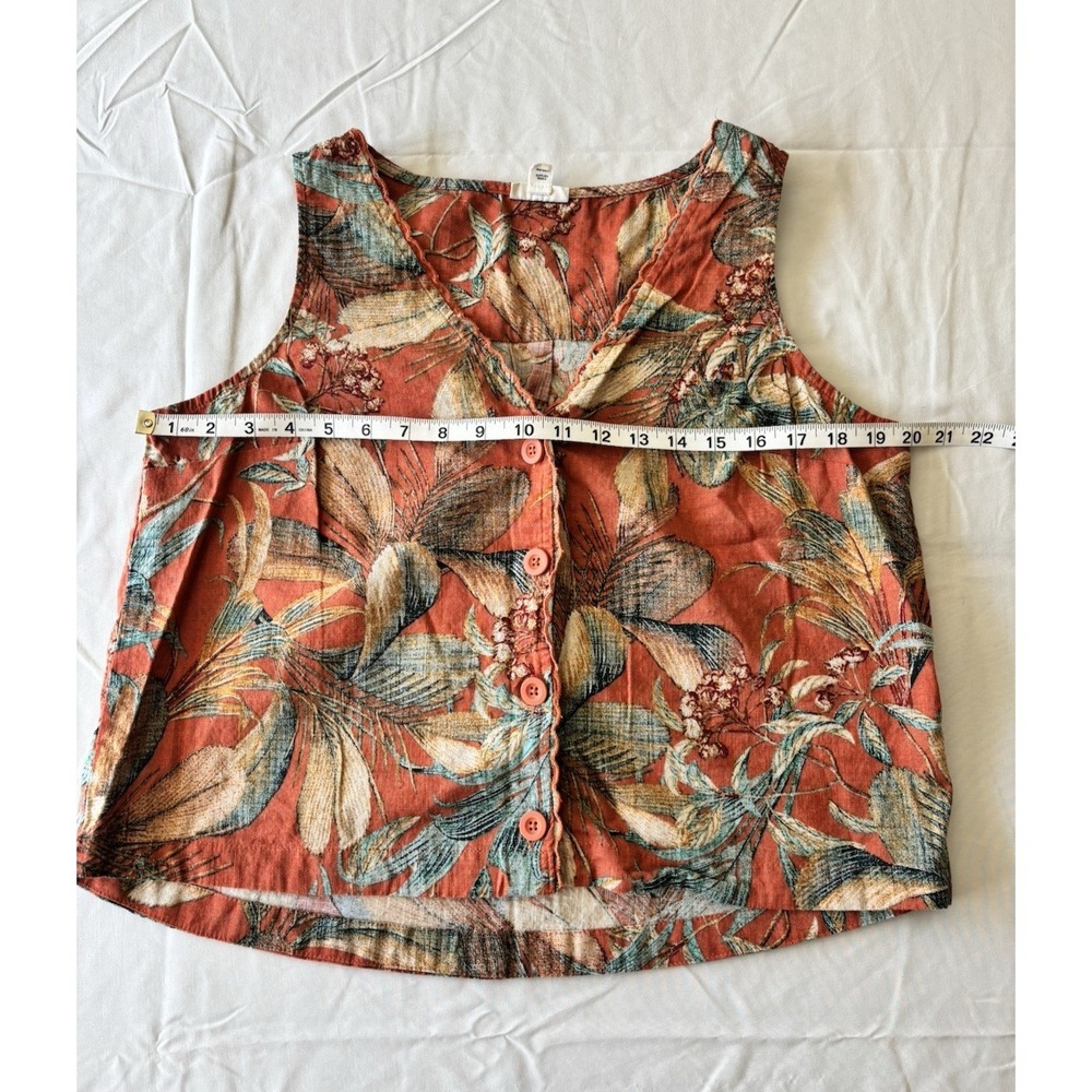 100% Cotton a.n.a women's L tropical scalloped tank top - Picture 4 of 6